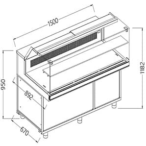 Diamond SB15X Patisserie Display Counter, 1500mm