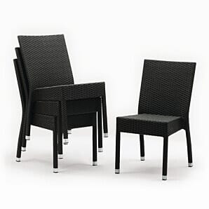 Bolero PE Wicker Side Chairs Charcoal (Pack of 4) - CF159