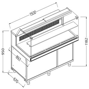 Diamond SB15XR Snack Patisserie Display Counter, 1500mm