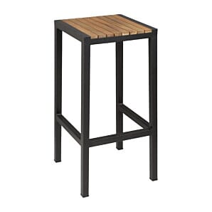 Bolero Black Steel & Acacia Wood Bar Stools (Pack of 2) - DS156