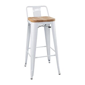 Bolero Bistro Backrest High Stools with Wooden Seat Pad White (Pack of 4) - FB625