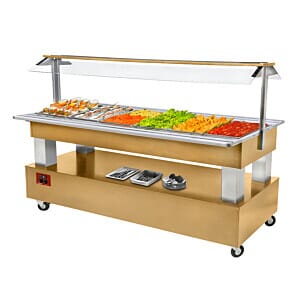 Diamond BSB/6N-D1-R2 Light Oak Wood Refrigerated Buffet Salad Bar, 6 x 1/1 GN