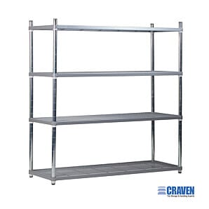 Craven 4NYM600-450-GR 4 Tier Nylon Coated Wire Shelving, 450mm Deep