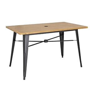 Bolero FT954 Complete Outdoor Aluminium Table 120x76x76cm - Light Wood Effect Finish