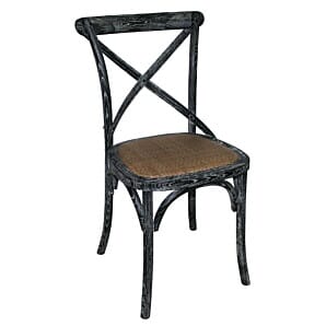 GG654 - Bolero Wooden Dining Chair with Cross Backrest Black Wash Finish (Box 2) - GG654