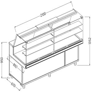 Diamond CA21XR/R2 Hot & Dry Patisserie Display Counter with Understorage, 2100mm