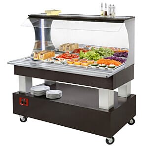 Diamond ASB/4N-B1-R2 Wengé Wood Wall Refrigerated Buffet Salad Bar, 4 x 1/1 GN