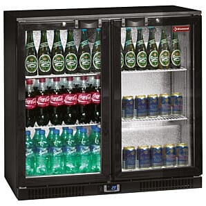 Diamond TAB2/D-N6 Hinged Glass Double Door Back Bar Bottle Cooler, 191 Litres