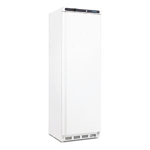 Front view of the Polar CD613 Single Door White Upright Freezer, 365 Litres