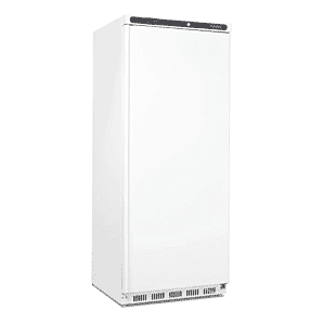 Front view of the Polar CD615 Single Door Light Duty Upright White Freezer, 600 Litres
