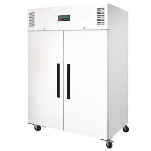 Front view of the Polar CD616 Double Door Freezer White, 1200 Litres