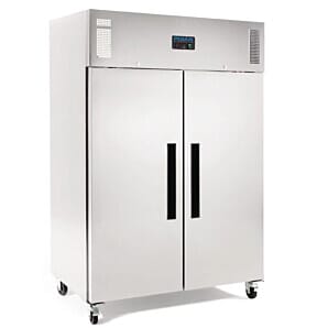 Front view of the Polar G595 Double Door Upright Stainless Steel Freezer, 1200 Litres
