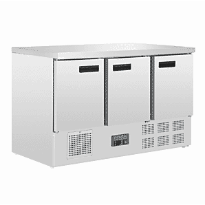 Front view of the Polar G622 3 Door Counter Fridge, 368 Litres
