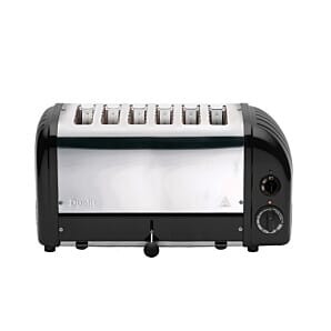 Front view of the Dualit 60145 6 Slot Black Vario Slot Toaster, 3kW

