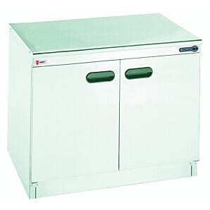 Front view of the Parry 9214 Electric Double Door Hot Cupboard / Plate Warmer, 2kW