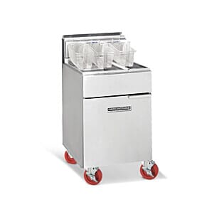 Front view of the American Range AF5025 Double Basket Twin Tank Gas Fryer