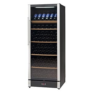 Front view of the Vestfrost FZ295W-BLACK Upright Multi-Zone Wine Cooler, 338 Litres