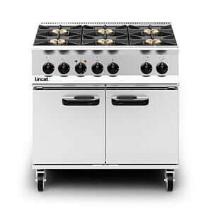 Front view of the Lincat OD8007/P Opus 800 6 Burner Free-standing Dual Fuel Oven Range, 40.2kW