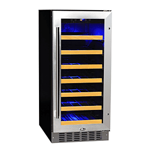 Front view of the Coolpoint WINE010 Undercounter Single Door Wine Storage Unit, 34 x 0.75 Litres Bottles
