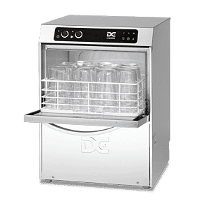 Front view of the DC SG35 Standard Range Glasswasher, 350mm Basket Capacity, 14 Pint Capacity with display glasses