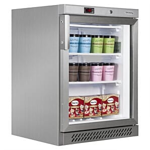Tefcold UF200GSP Stainless Steel Glass Door Display Freezer Stocked