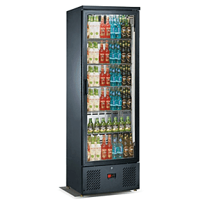Front view of the Blizzard BAR10 Upright Single Door Bar Bottle Cooler, 260 Litres
