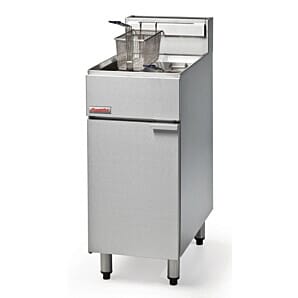 Front view of the Blue Seal FastFri FF18 Double Basket Single Tank Gas Fryer