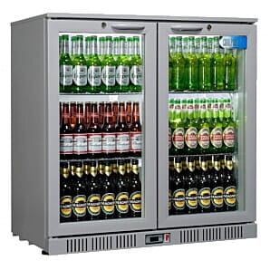 Front view of the Coolpoint HX200 Double Hinged Glass Double Door Grey Bottle Cooler