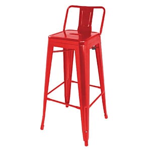 Bolero Bistro Steel High Stool With Backrest Red (Pack of 4) - DL872