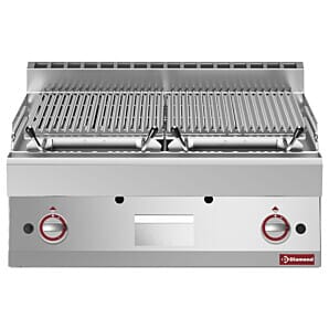 Diamond PLX87-PN Stainless Steel 1/2 Module Ribbed Lavastone Griddle