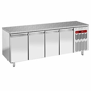 Diamond TP4B/HG-R2 4 Door Stainless Steel Granite Top Freezer Counter with Splashback, 760 Litres