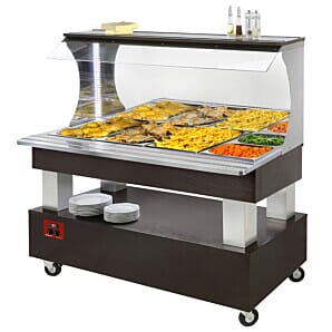 Diamond ABM/4N-B1-OCC Wengé Wood Warming Island Bain Marie Buffet Bar, 4 x 1/1 GN