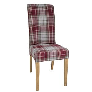 Front view of the Bolero DB989 Austin Wine Tartan Dining Chair (Pack of 2)
