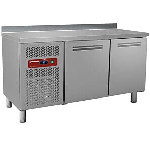 Diamond BMIV15/R2-BA 2 Door Stainless Steel Refrigerated Counter with Splashback, 245 Litres