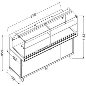 Diamond CB21XR/R Hot & Dry Patisserie Display Counter with Understorage, 2100mm