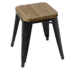 Bolero Bistro Low Stools with Wooden Seat Pad Black (Pack of 4) - GM635