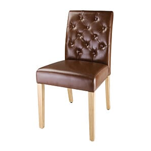 Bolero Chiswick Button Dining Chairs Tan Leather (Pack of 2) - DT699