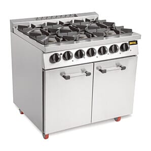 Front view of the Buffalo CT253 6 Burner Gas Oven Range