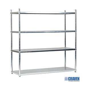 Craven 4SSM600-300-GR 4 Tier Stainless Steel Solid Shelving, 300mm Deep