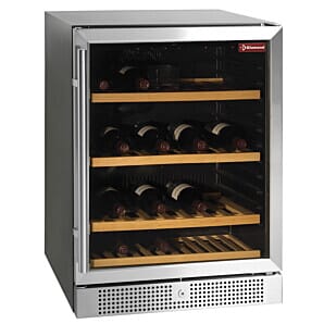 Diamond WCB/16-XS Stainless Steel Ventilated Glazed Countertop Wine Cabinet, 160 Litres