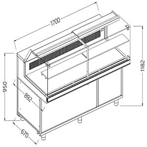 Diamond SB17XR Snack Patisserie Display Counter, 1700mm
