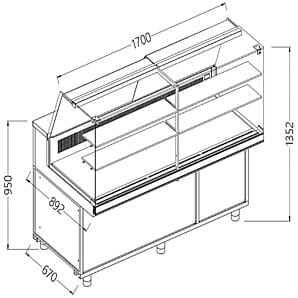Diamond SA17X Patisserie Display Counter, 1700mm