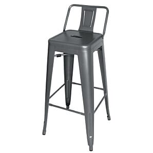 Bolero Bistro High Stool With Backrest Gun Metal (Pack of 4) - DM935