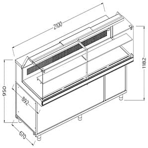 Diamond SB21XR/R Snack Patisserie Display Counter with Understorage, 2100mm