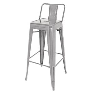 Bolero Bistro Galvanised Steel High Stool with Backrest (Pack of 4) - DL877