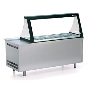 Rear view of the Coreco PC80-200-27-LGL 3 Door Prep Station With Lift Up Lid
