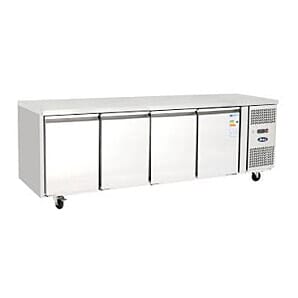 Front view of the Atosa EPF3482HD 4 Door Table Freezer, 450 Litres
