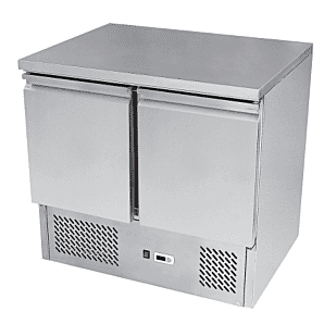 Front view of the Ice-A-Cool ICE3801GR 2 Door Undercounter Fridge, 300 Litres
