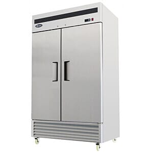 Front view of the Atosa MBF8187GR Bottom Mounted Upright Double Door Fridge, 1300 Litres
