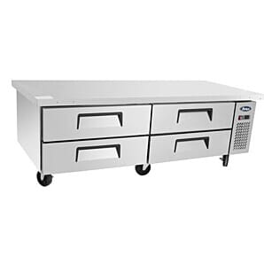Front view of the Atosa MGF8453GR Refrigerated 4 Drawer Chef Base 340 Litres, 4 x 2/1GN
